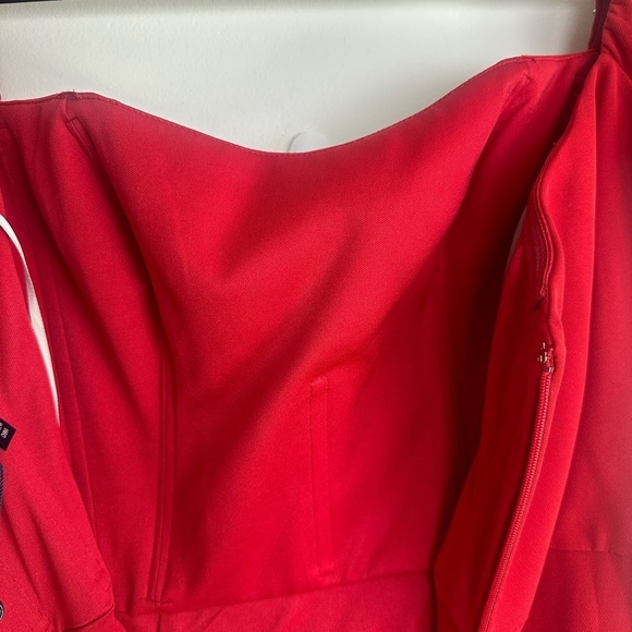 NWT Marchesa Red Embellished Gown with Slit and Off the Shoulder Neckline - Picture 8 of 12